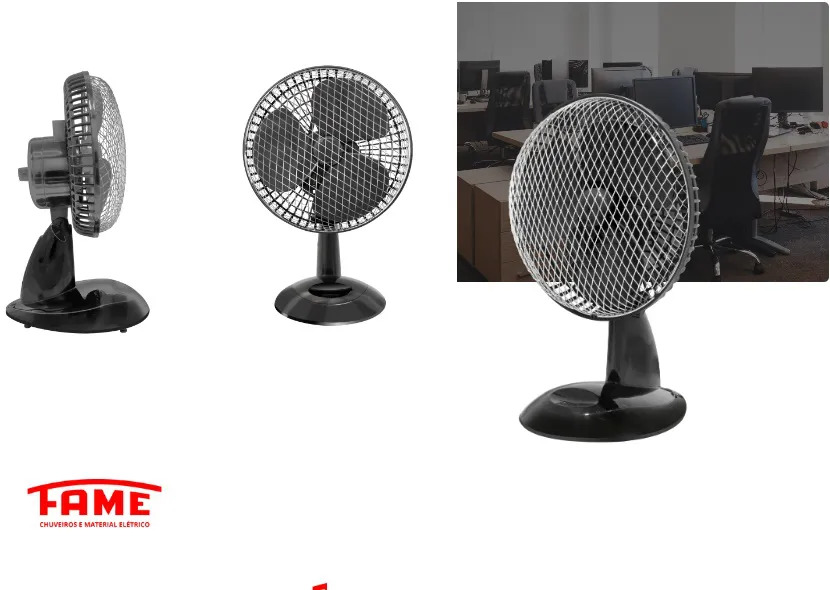 Ventilador de Mesa preto 20W 127V Personal Fan – FAME - Imagem 9