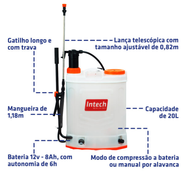 Pulverizador a bateria e manual 20 L GPM2000 INTECH MACHINE - Image 4