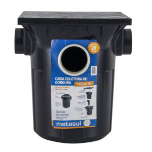 Caixa de Gordura Coletora Premium com Cesto para Limpeza 20L Metasul
