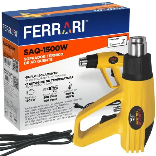 Soprador térmico 1500W 300 a 500 °C 2 estágios – SAQ – 1500w 127 e 220V - Imagem 2
