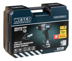 Chave de Impacto a Bateria 18V 700NM Brushless Carregador 2 Baterias 4AH Soquetes 1/2 Bivolt Wesco WS2392K2